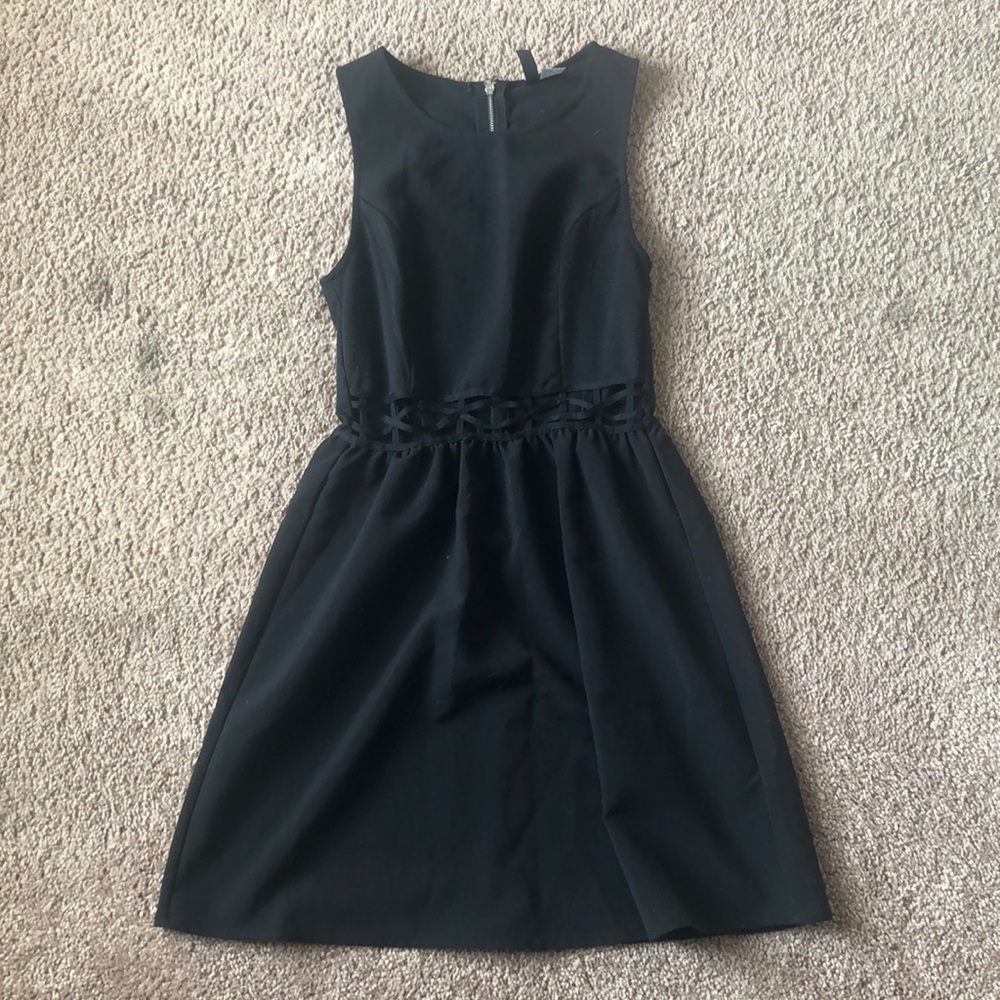 Black A-line waisted dress